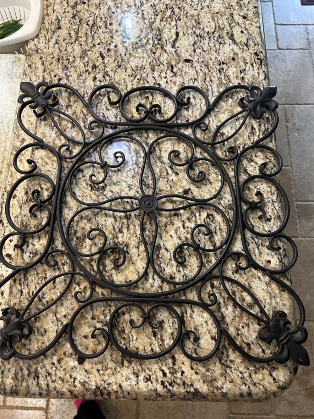 Hand Crafted Black Wrought Iron Wall Scroll Accent - Picture 2 of 9